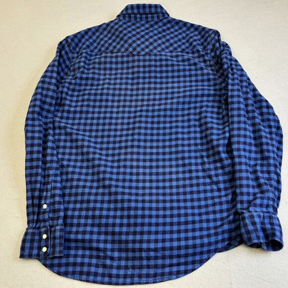 Lucky Brand Button Up Shirt Mens Medium Pearl Snap Blue Gingham Plaid Casual - Picture 8 of 9
